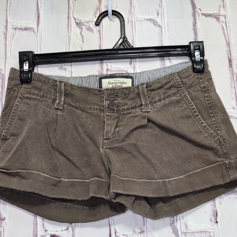 Y2K Abercrombie & Fitch Shorts Brown Stretch Cuffed Low Rise Casual Women Size 0